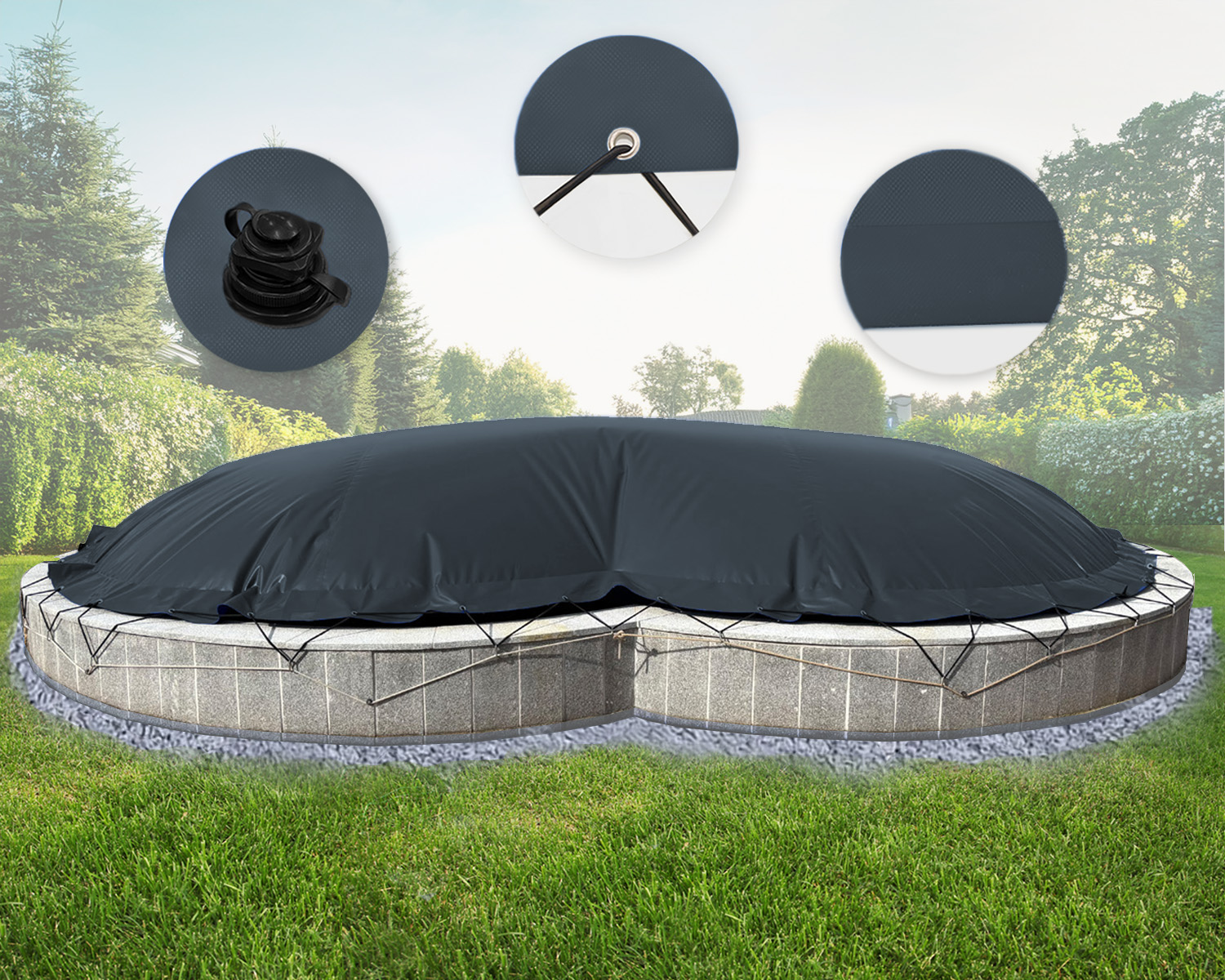 Couverture de piscine gonflable AirDeluxe en forme de huit