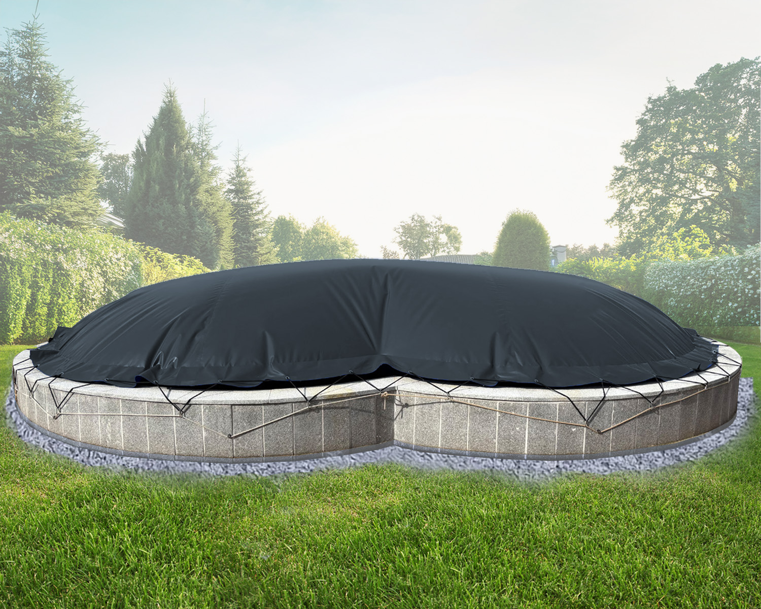 Couverture de piscine gonflable AirDeluxe en forme de huit