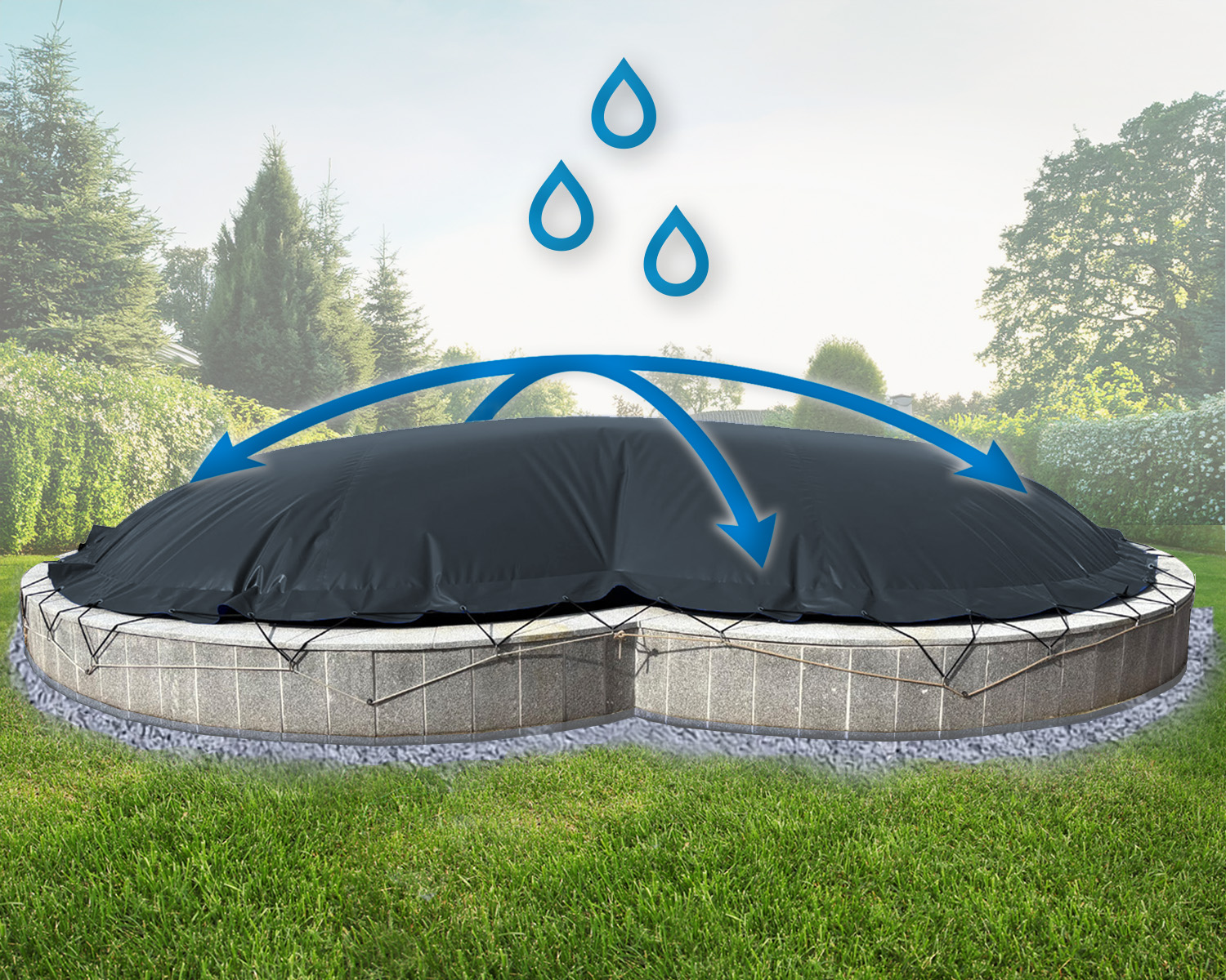 Couverture de piscine gonflable AirDeluxe en forme de huit